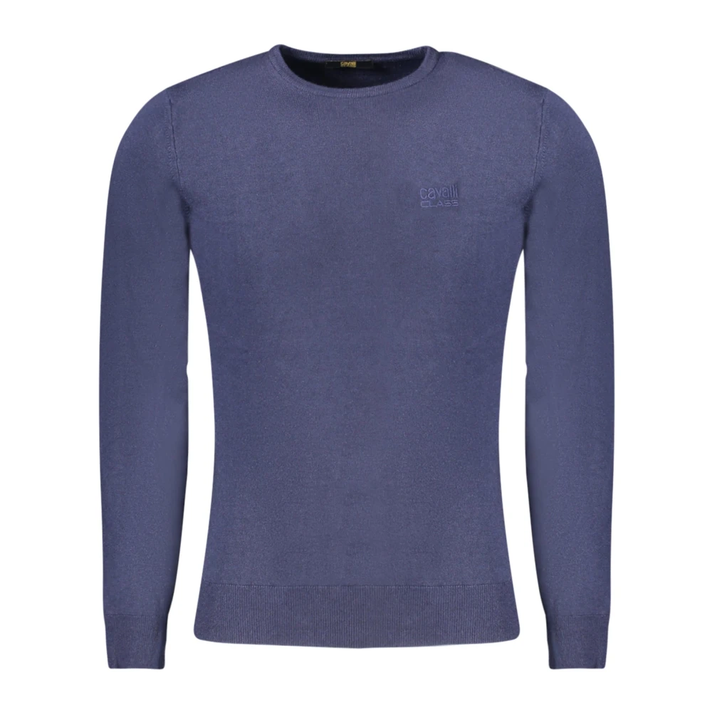 Cavalli Class Blauwe Trui met Lange Mouwen en Geborduurd Logo Blue Heren