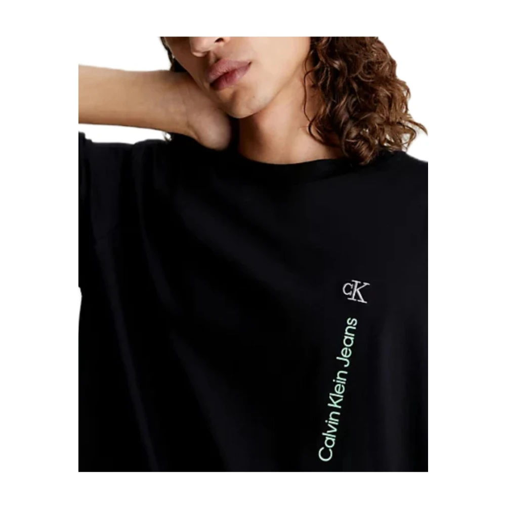 Calvin Klein Minimalistische Verticale T-shirt Black Heren