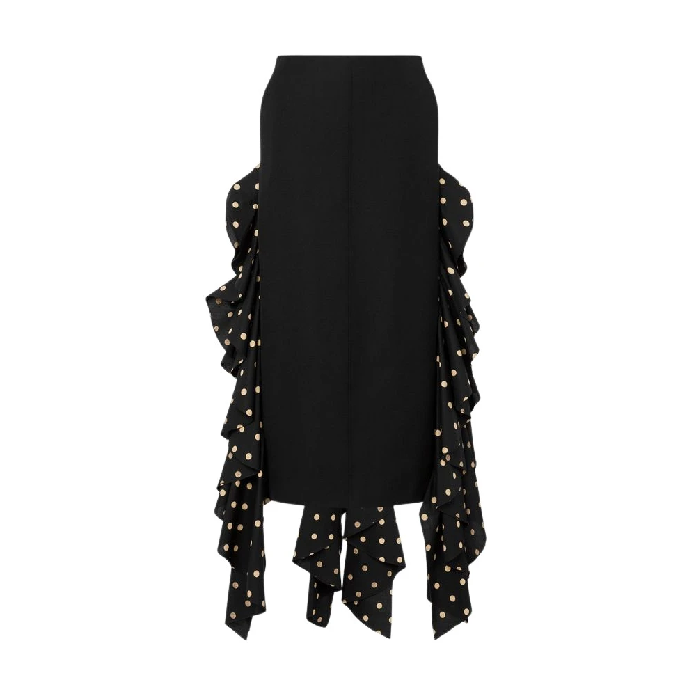 Moschino Women's Black Polka Dots Wool Blend Diagonal Skirt