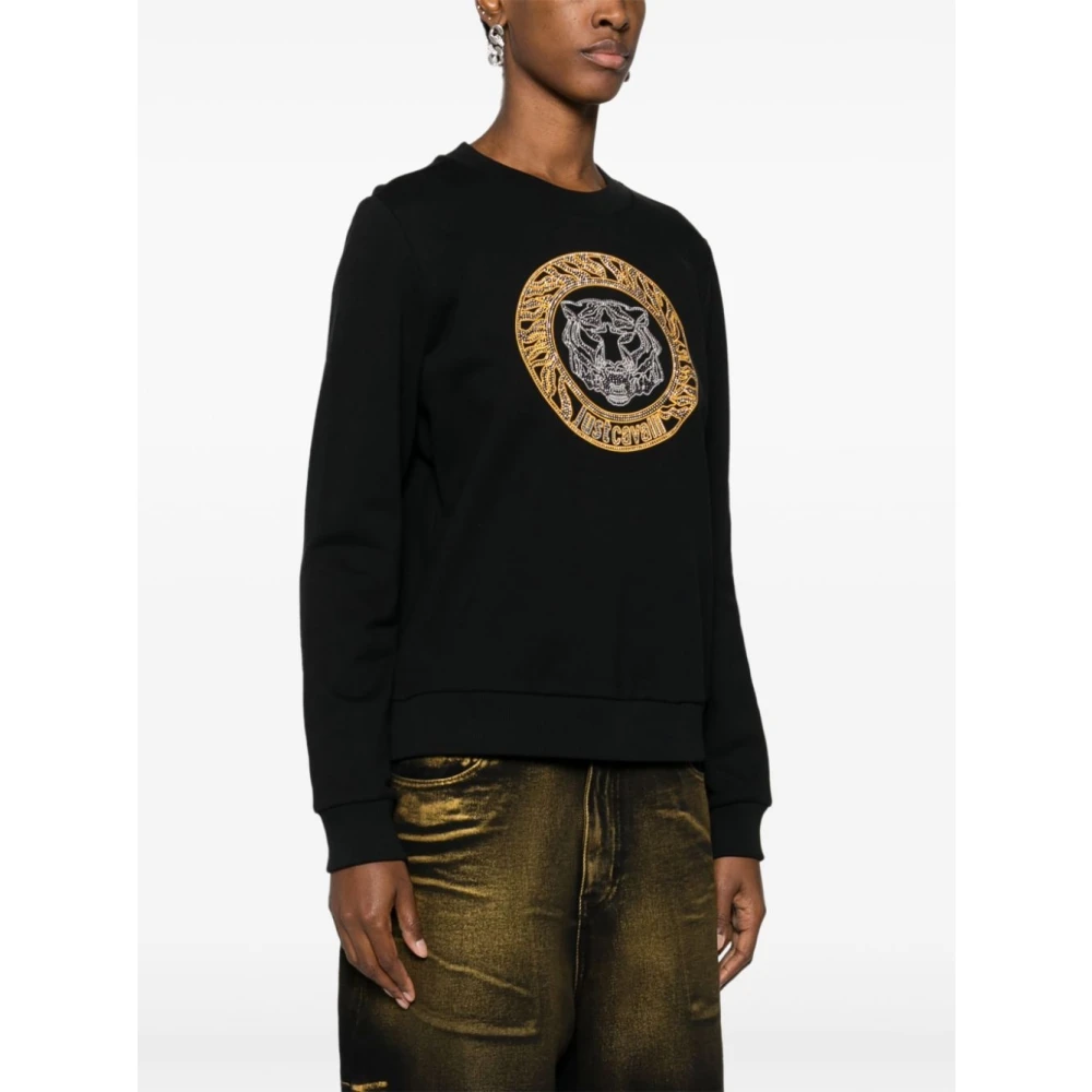 Just Cavalli Zwarte Sweatshirt Aw24 Dameskleding Black Dames