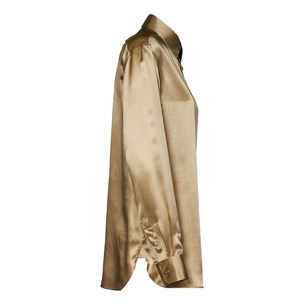 Ralph Lauren Gouden Zijden Overhemd Yellow Dames