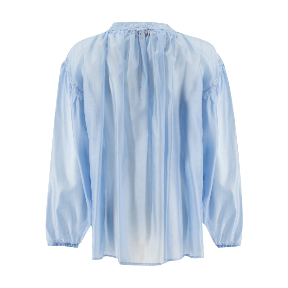 Ermanno Scervino Transparante Ballonmouw Blouse Blue Dames