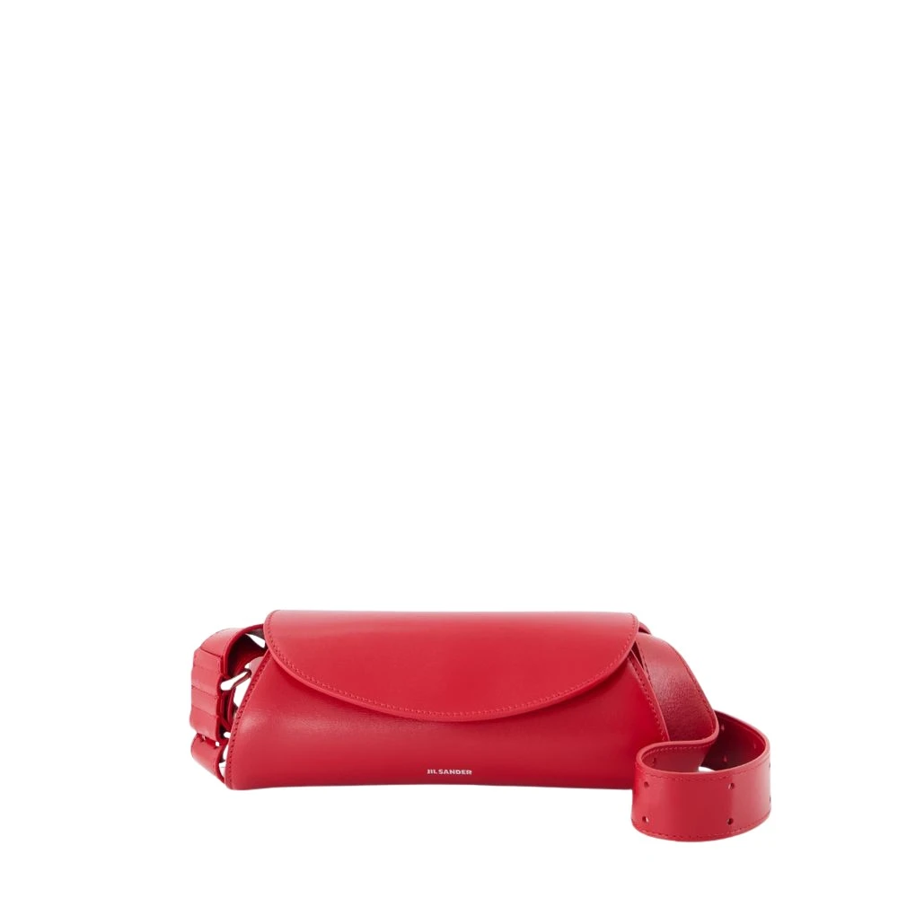 Jil Sander Röd Läder Mini Plånbok med Justerbar Rem Red, Dam