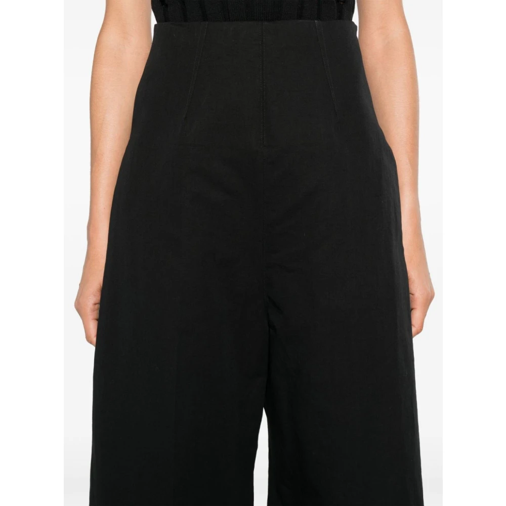 SPORTMAX Hoge Taille Zwarte Wijde Pijp Broek Black Dames