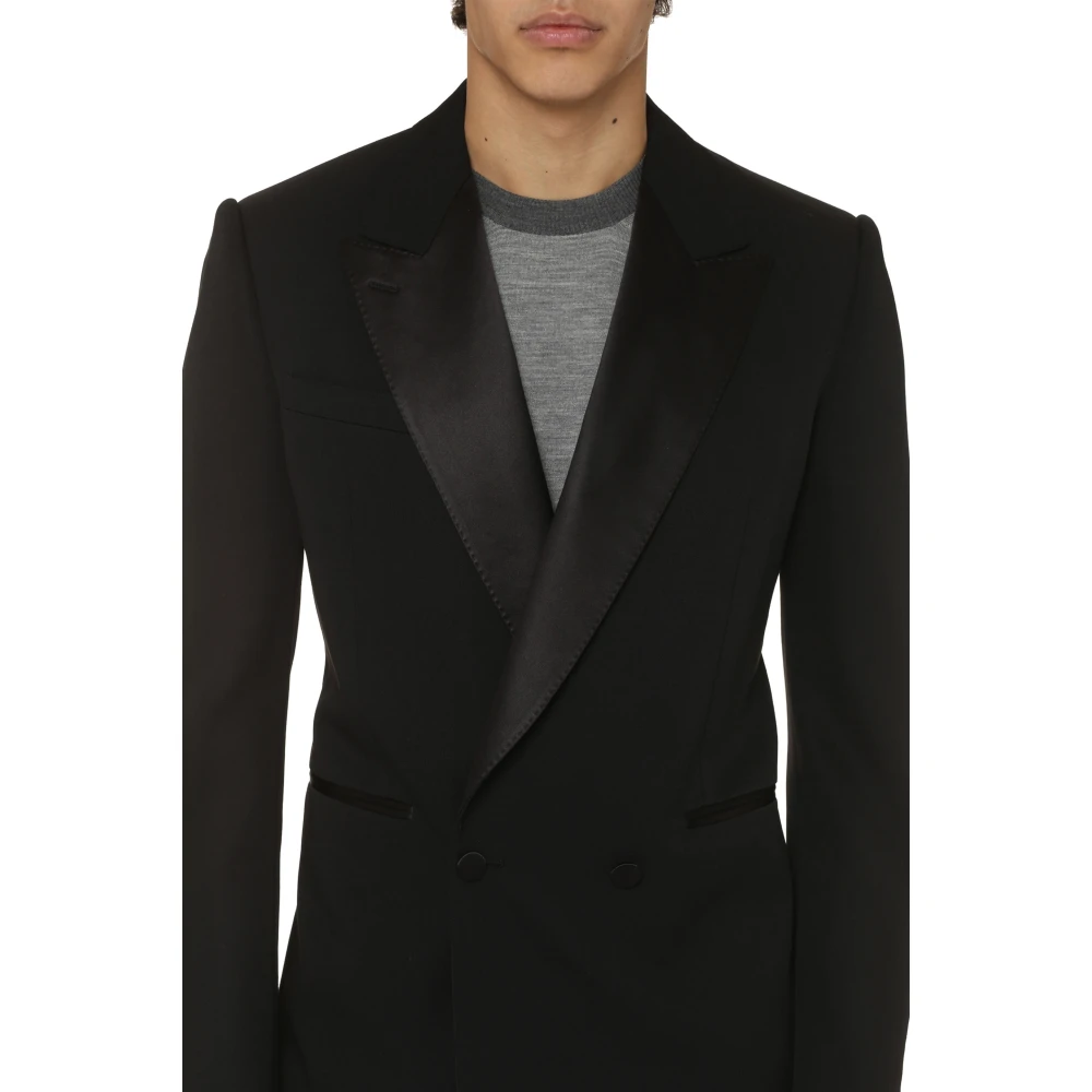 alexander mcqueen Wollen Blazer met Satijnen Revers Black Heren