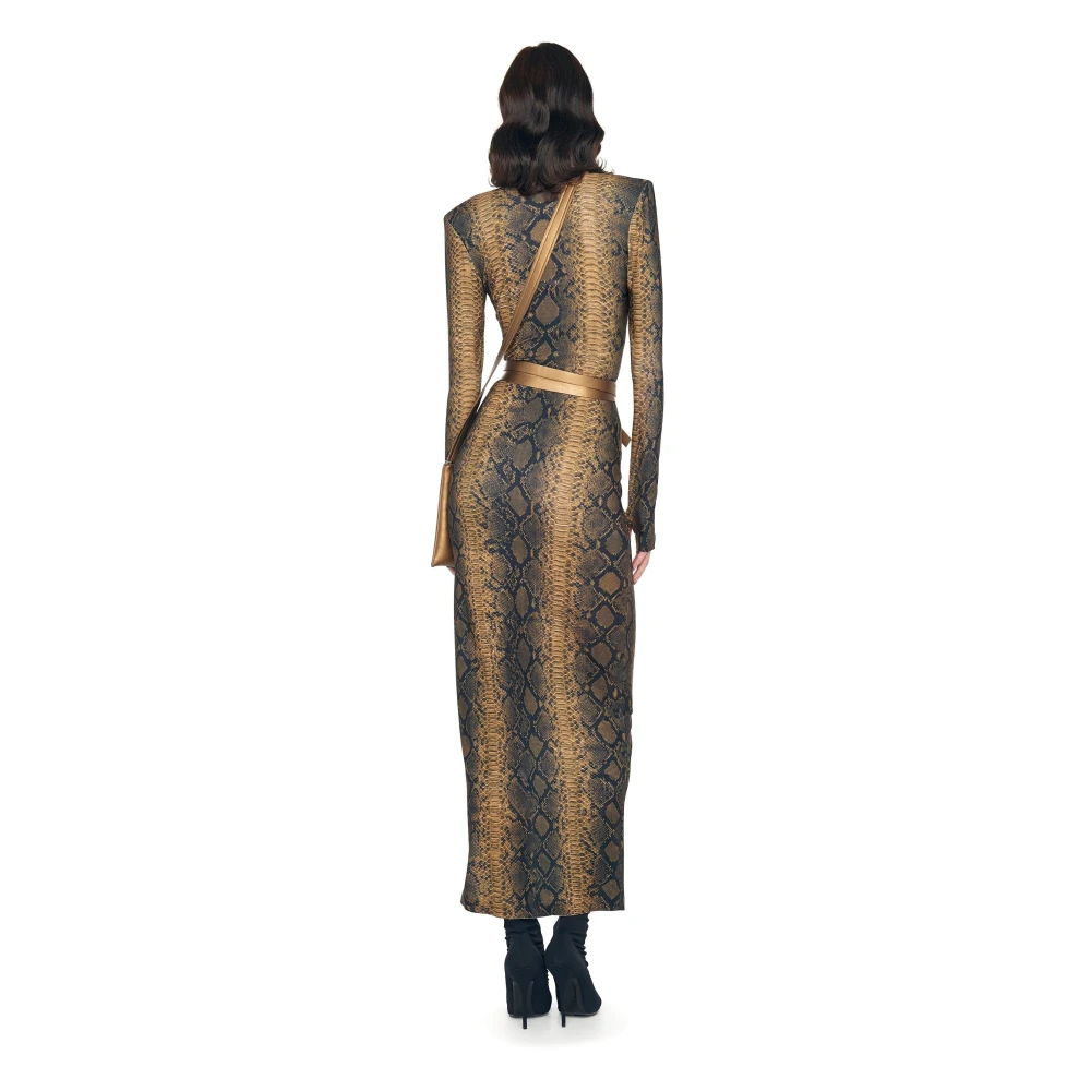 Norma Kamali Python Schouderpad Zijgleuf Jurk Multicolor Dames
