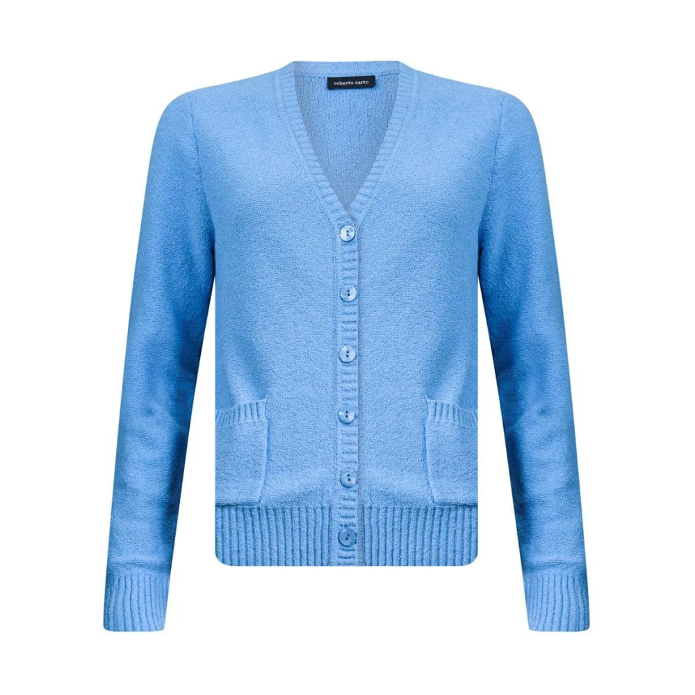 Roberto sarto Cardigan Vest Hemelsblauw Lange Mouw Blue Dames