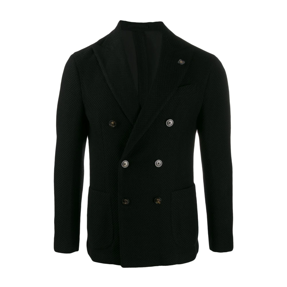 Lardini Dubbelrijige getailleerde blazer Black Heren