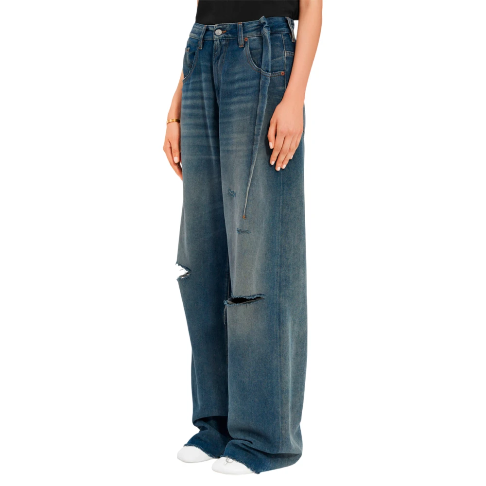 MM6 Maison Margiela Blauwe Bootcut Jeans met Moderne Details Blue Dames