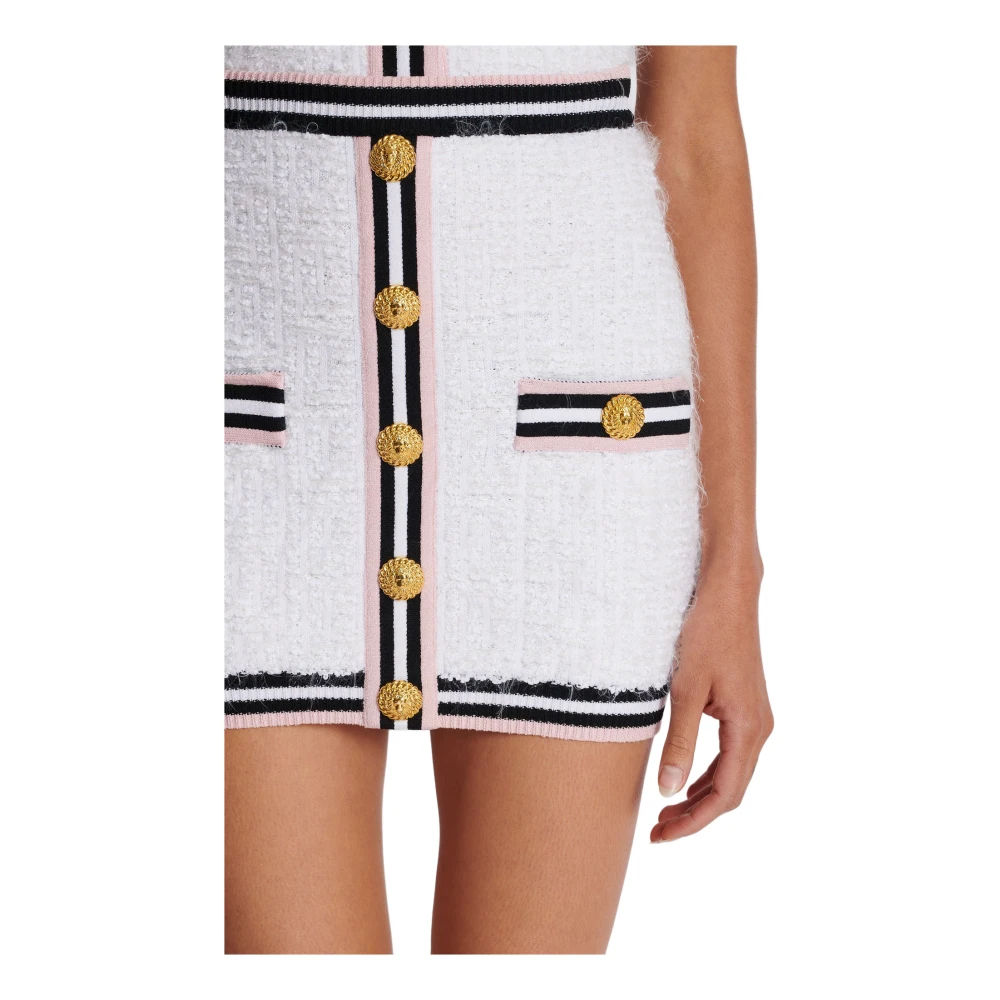 Balmain Monogram gebreide rok White Dames