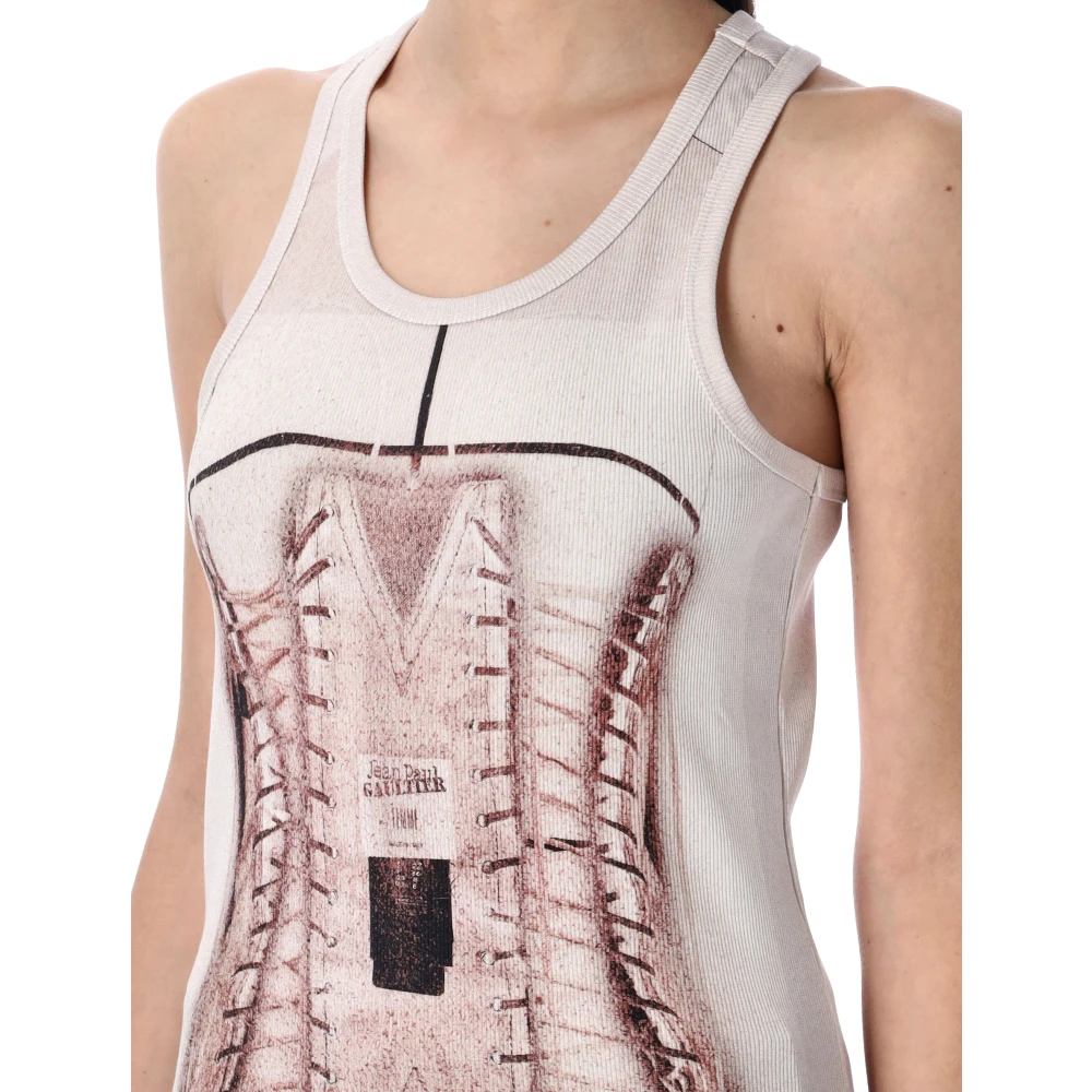 Jean Paul Gaultier Dusty Pink Trompe l'Oil Corset Tank Top Pink Dames