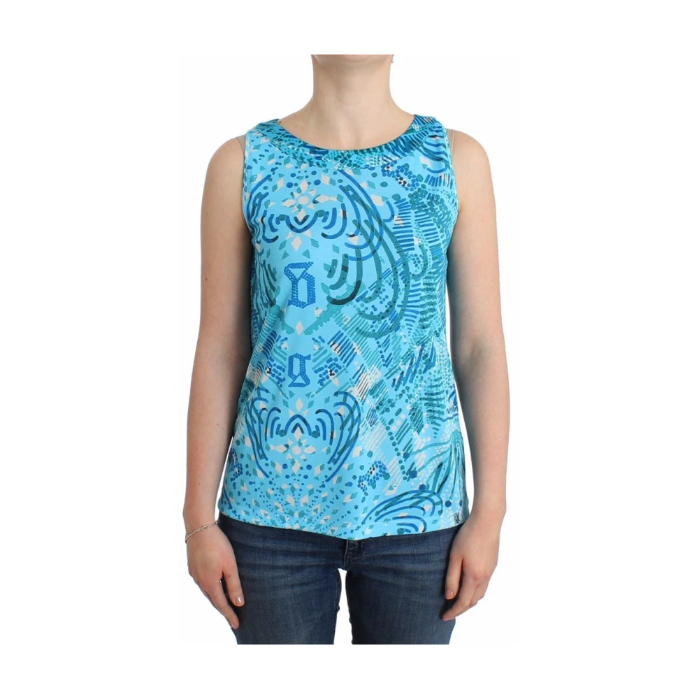 John Galliano Women's Blue Printed Tank Top