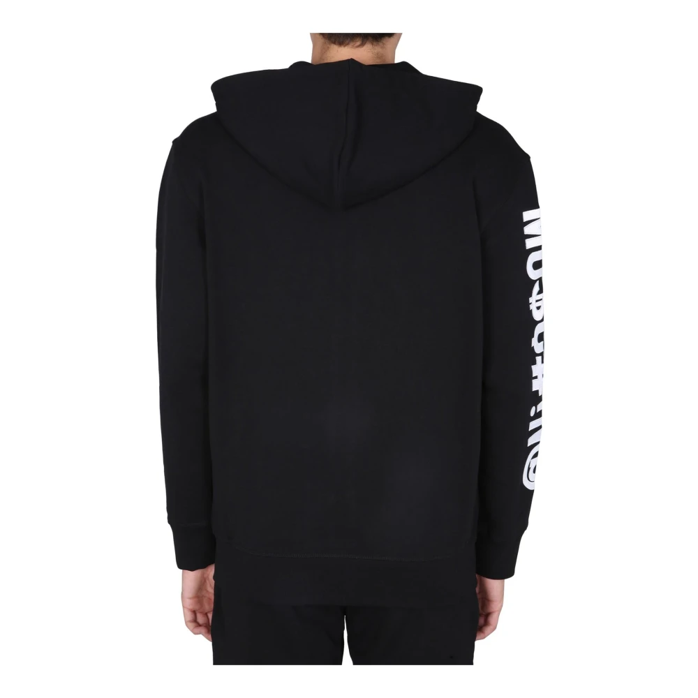 Moschino Katoenen Zip-Up Sweatshirt met Geborduurd Logo Black Heren