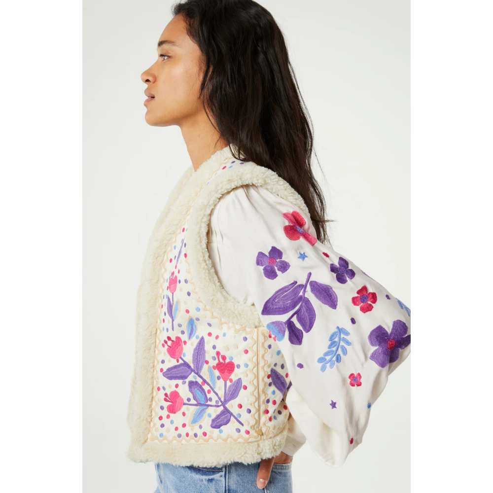 Fabienne Chapot Bloemrijk Geborduurd Vest Beige Dames