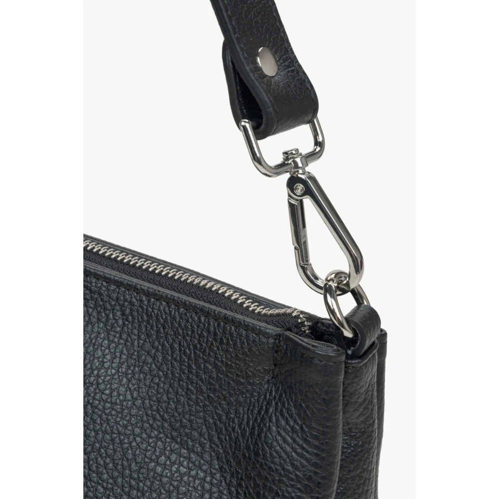 Estro Zwarte crossbodytas voor dames gemaakt van premium Italiaans leer Black Dames