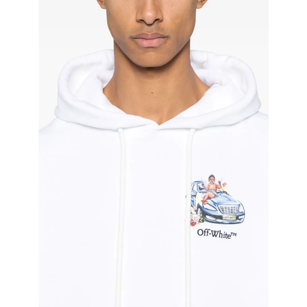 Off White Hoodie met geborduurd logo White Heren