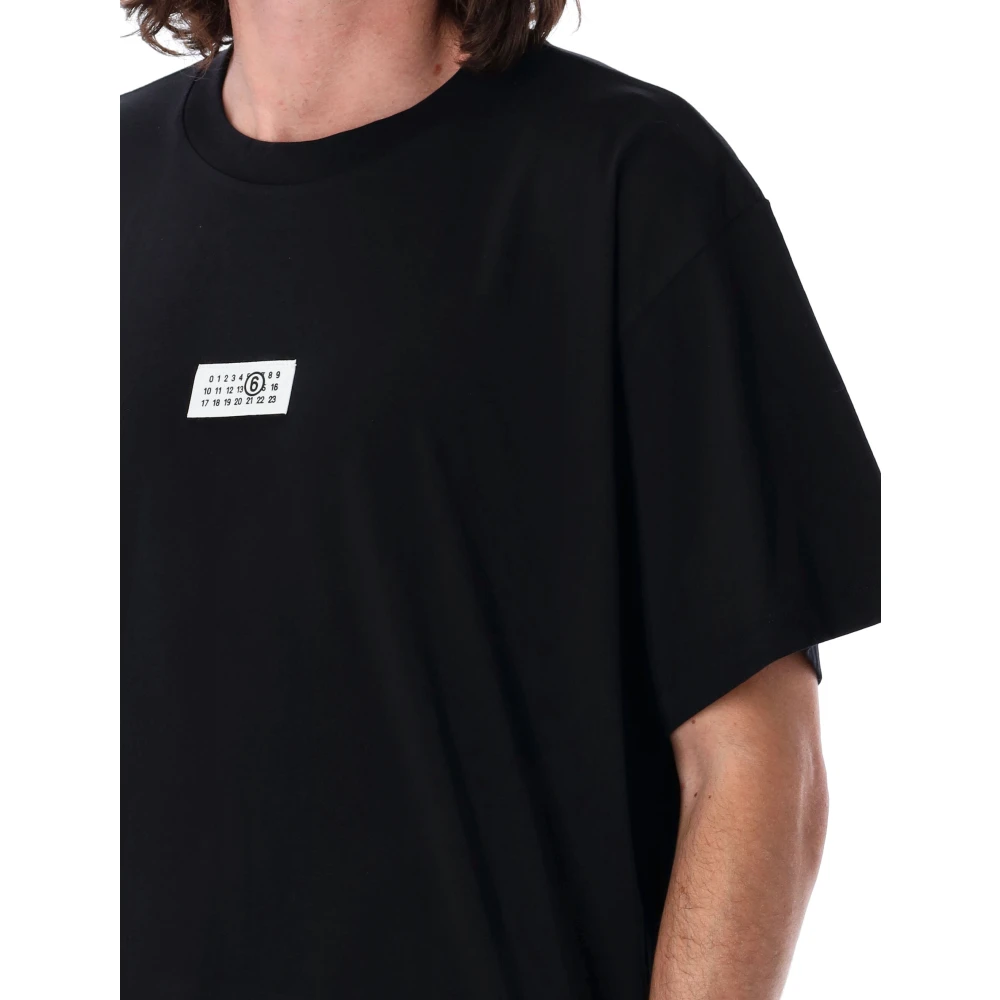 MM6 Maison Margiela Zwarte Numerieke Handtekening T-Shirt Black Heren