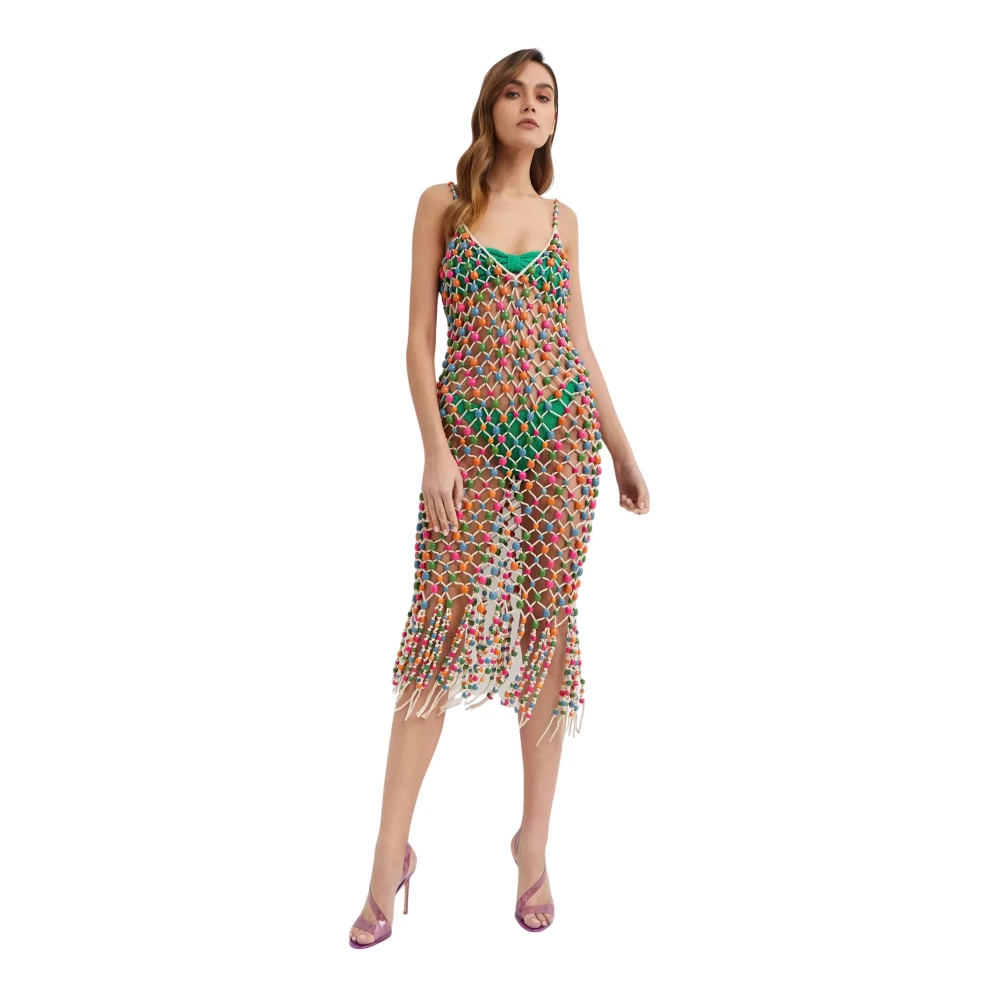 Retrofête Mesh Jurk met Kleurrijke Koralen Multicolor Dames