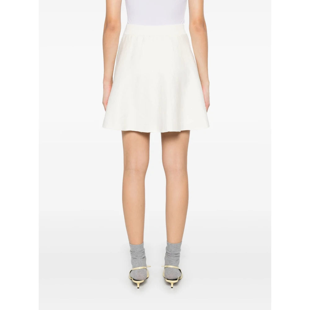 Rotate Birger Christensen Rok met geribbelde zoom en elastische tailleband White Dames
