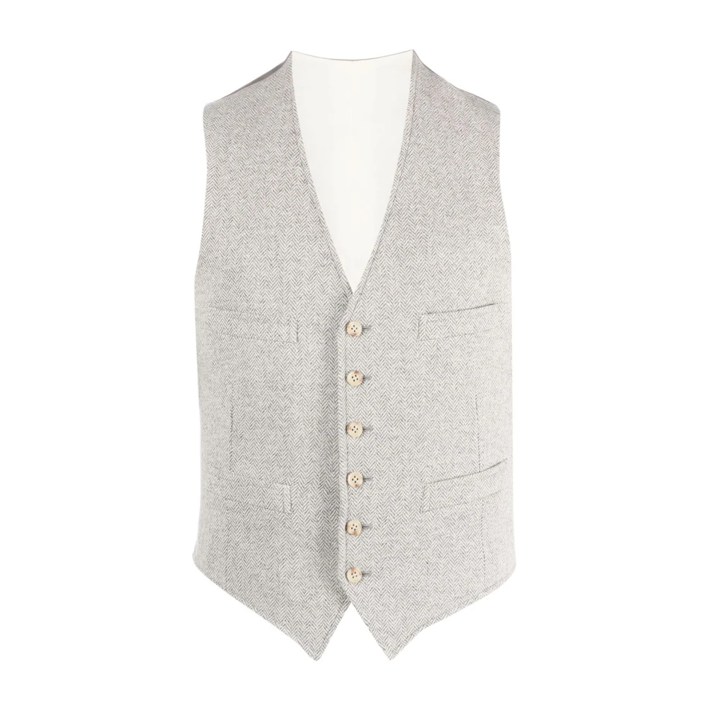 Ralph Lauren Grijze Herringbone Sweater Vest Gray Heren