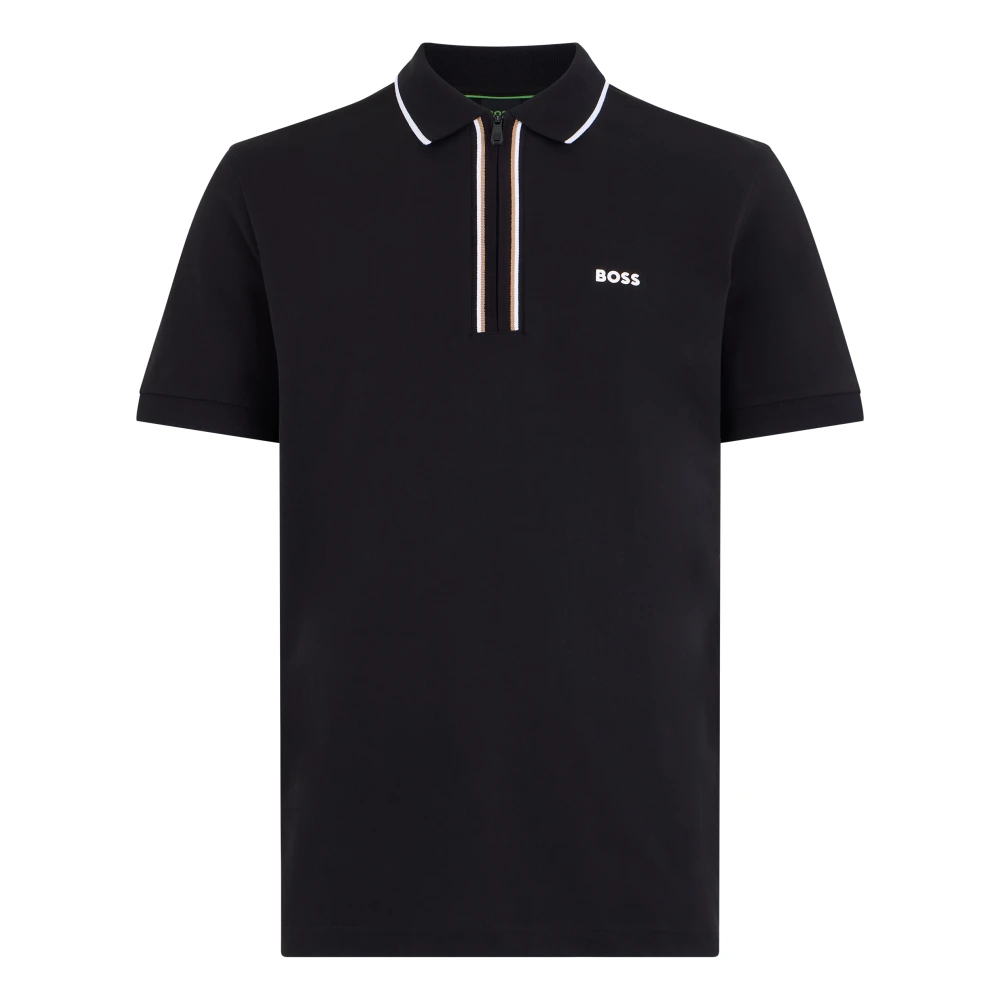 Hugo Men's Black Polo Shirts, 2XL, Cotton Polo With Zip