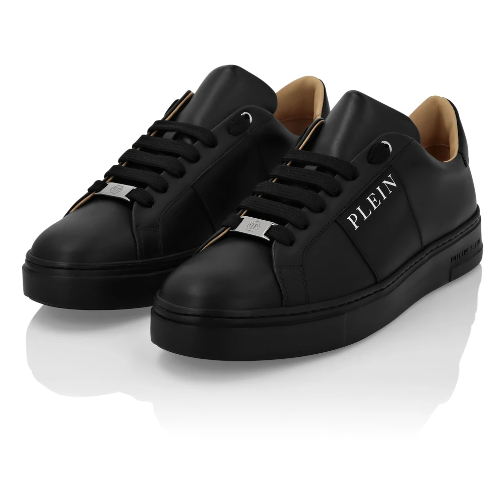 Philipp Plein Tvåfärgade Low-Top Sneakers med Gommat Detaljer Black, Herr