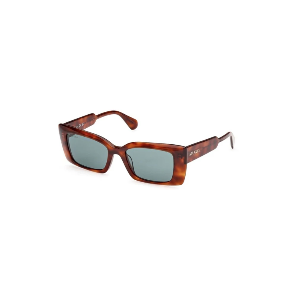 Max & Co Brown Sunglasses, Female, 52 Mm, Green Lens Rectangular Sunglasses