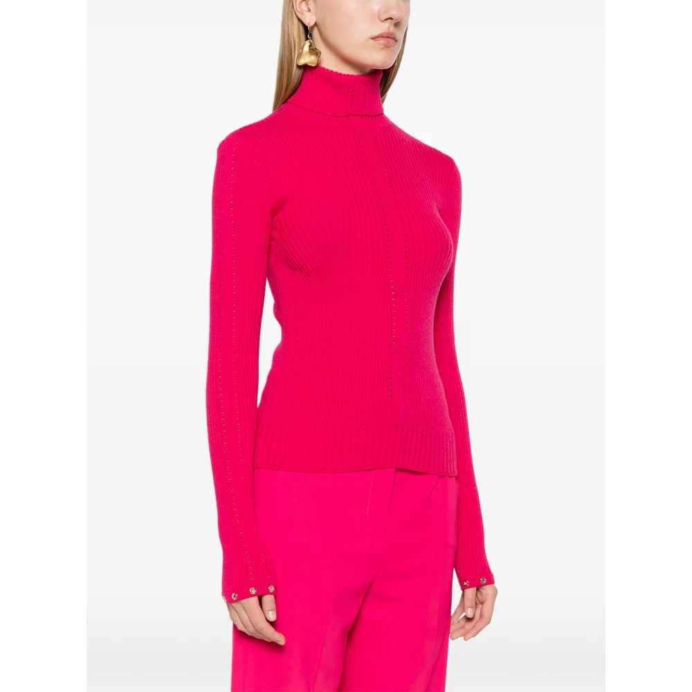 PATRIZIA PEPE Essentiële Trui met Hoge Hals Pink Dames