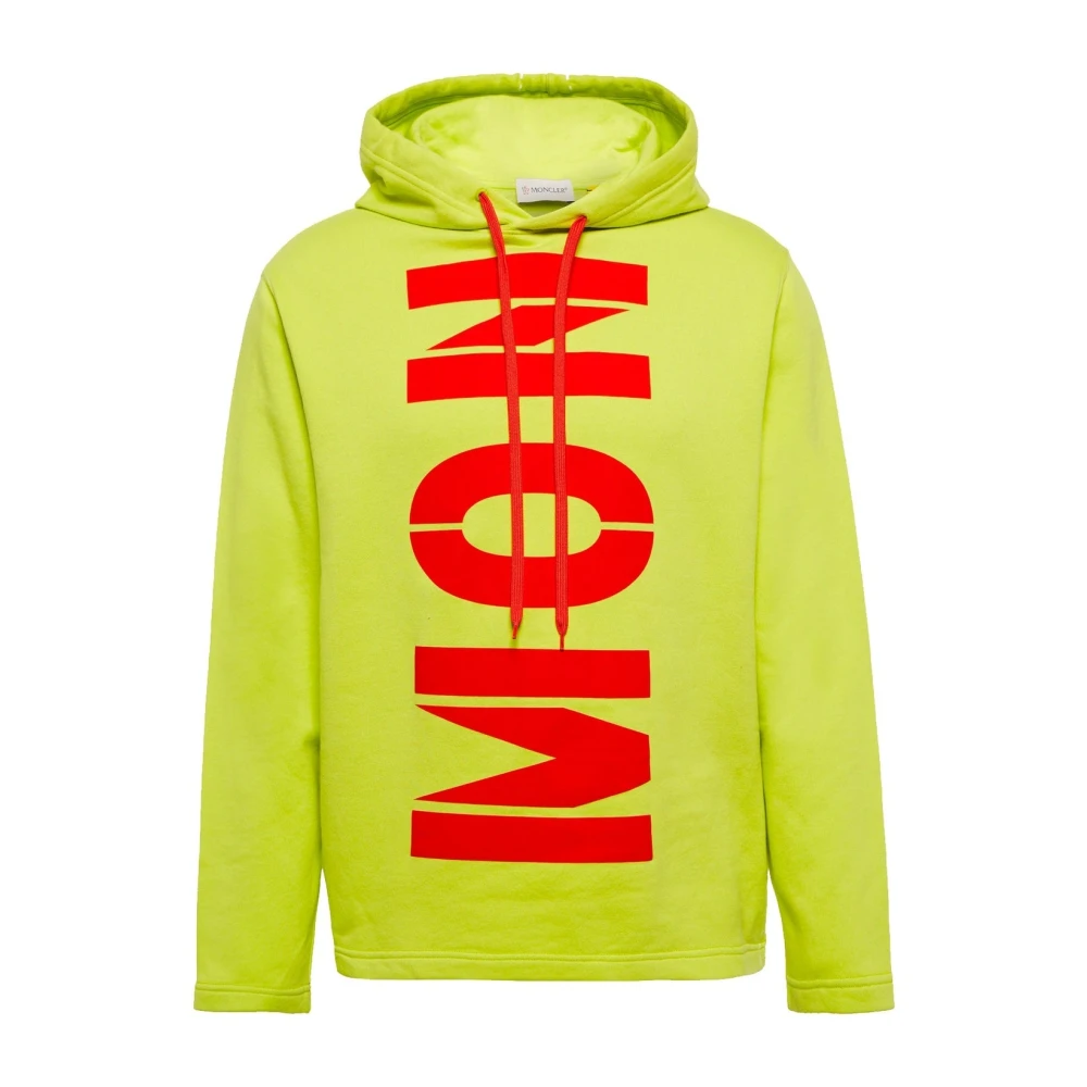 Moncler Logo Hoodie i bomull, tillverkad i Italien Green, Herr