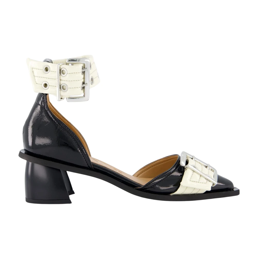 Ganni Women's Black Chunky Buckle Open Cut Sandals