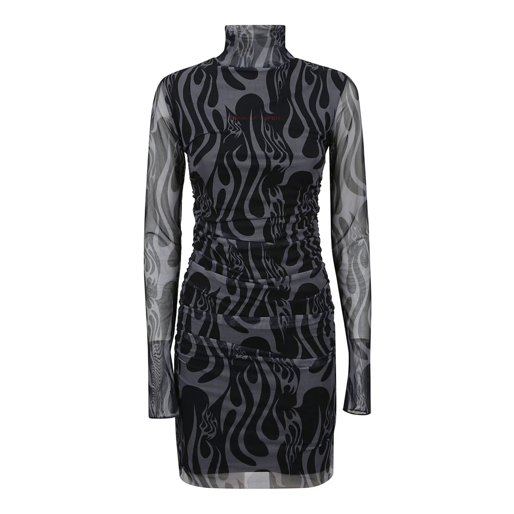 Vision OF Super Zwarte jurk met vlammenprint Black Dames