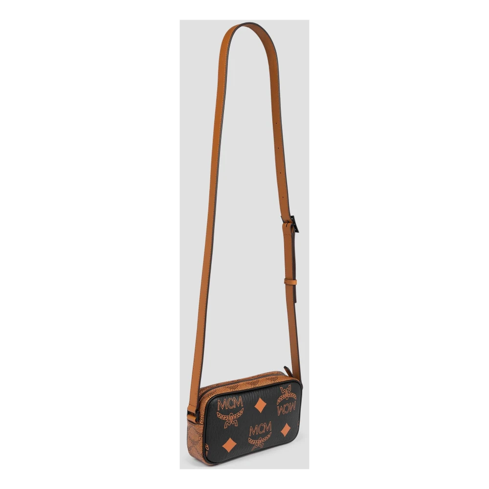 MCM Aren Schoudertas met Pouch in Monogram Mix Black Dames