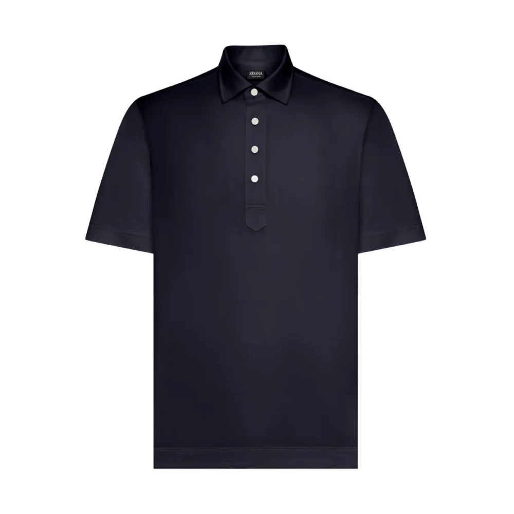 Zegna Men's Blue Silk/Cotton Polo Shirt - Polo Shirts - 2XL - Tops