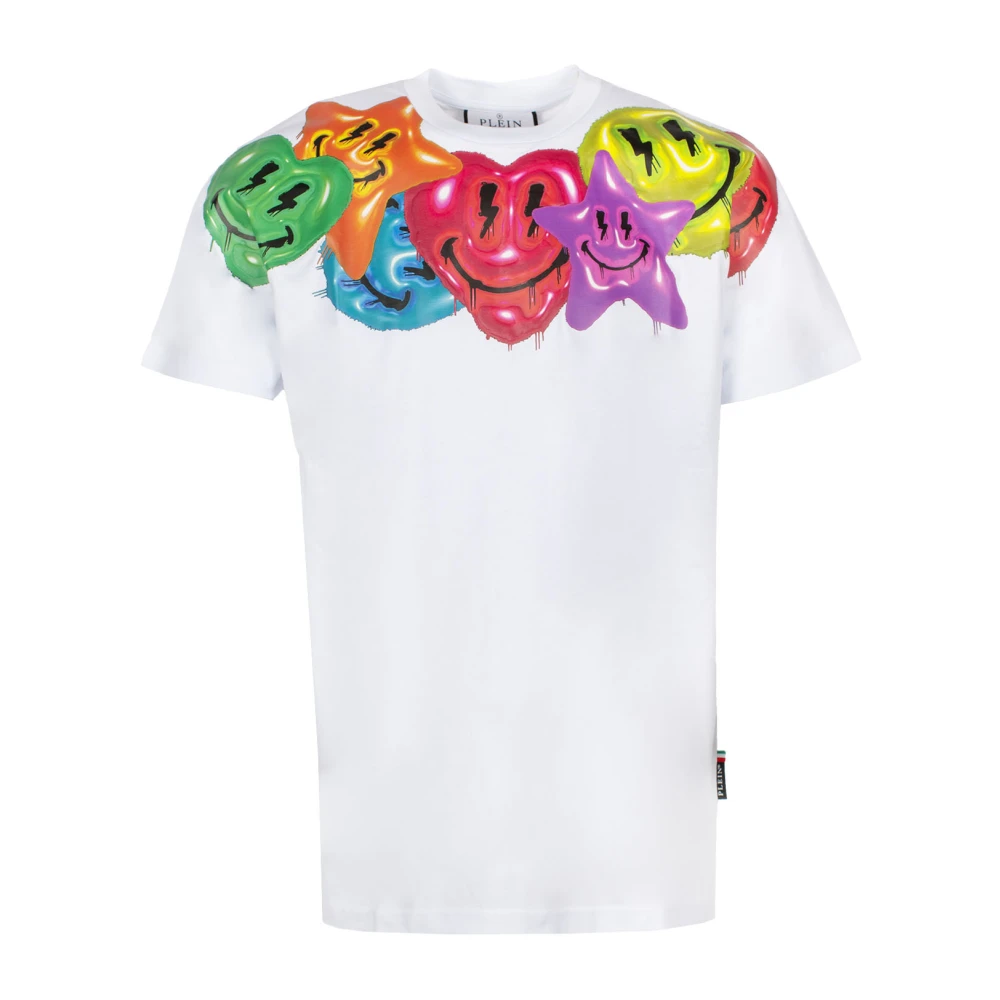 Philipp Plein Katoenen T-shirt met Smiley Print White Heren
