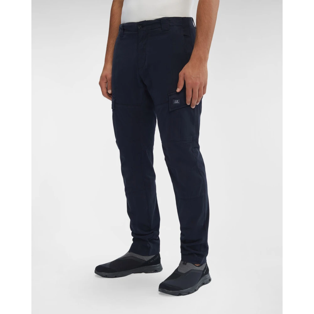 C.P. Company Donkerblauwe Stretch Sateen Cargo Broek Ergonomische Pasvorm Blue Heren