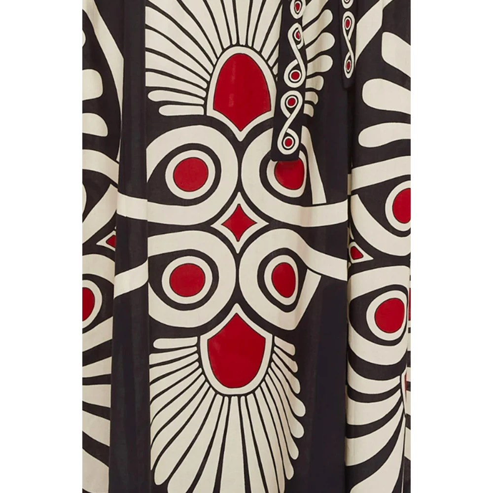La DoubleJ Geometrische Print Zwarte Jurk met V-Hals Multicolor Dames