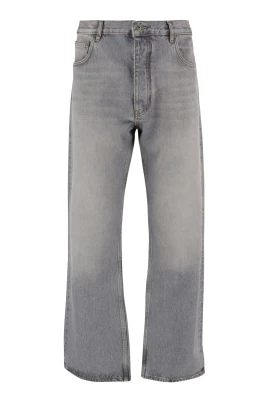 Diagonalbroderade Slim Relaxed Jeans