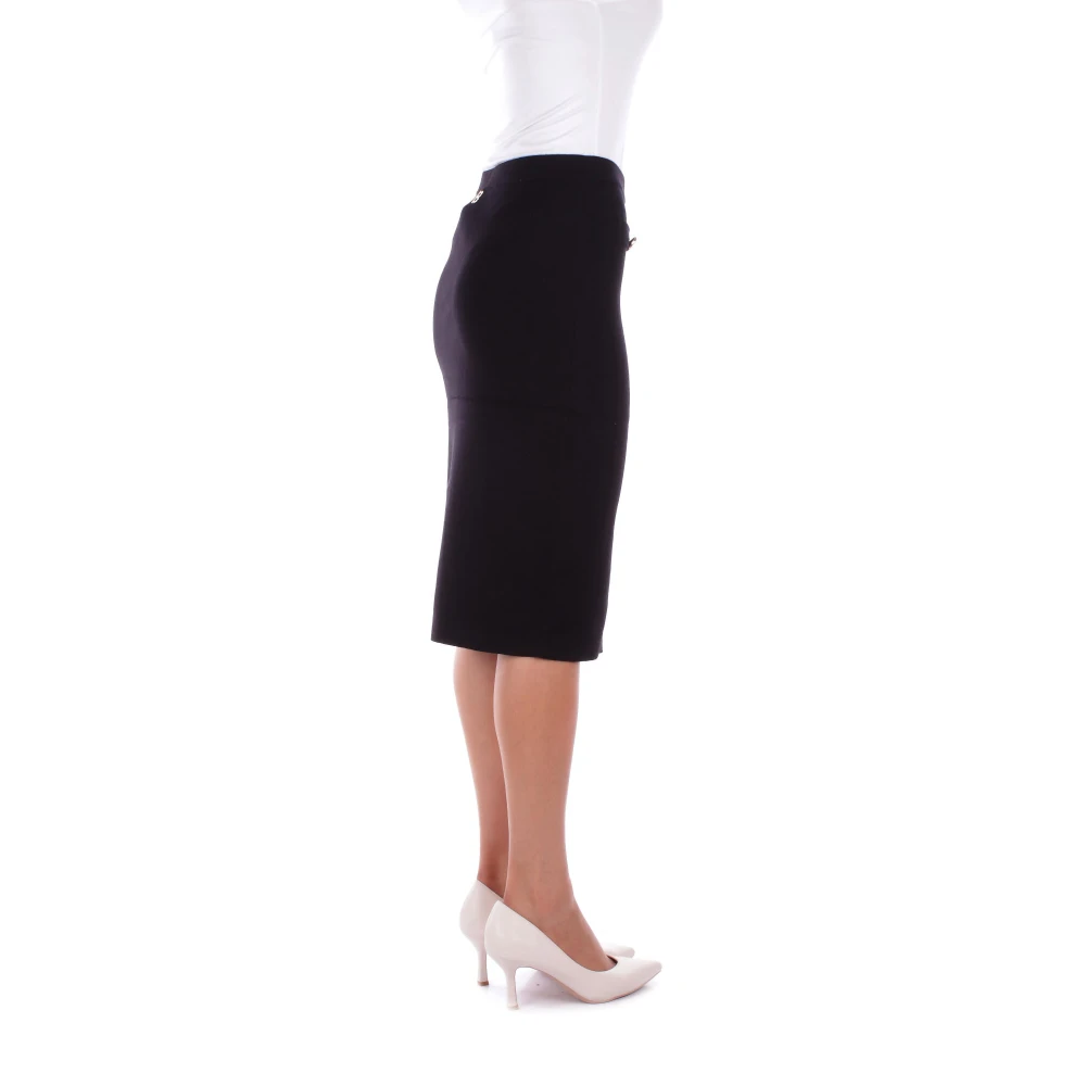 Blugirl Zwarte Rok Met Knopen Slim Fit Black Dames