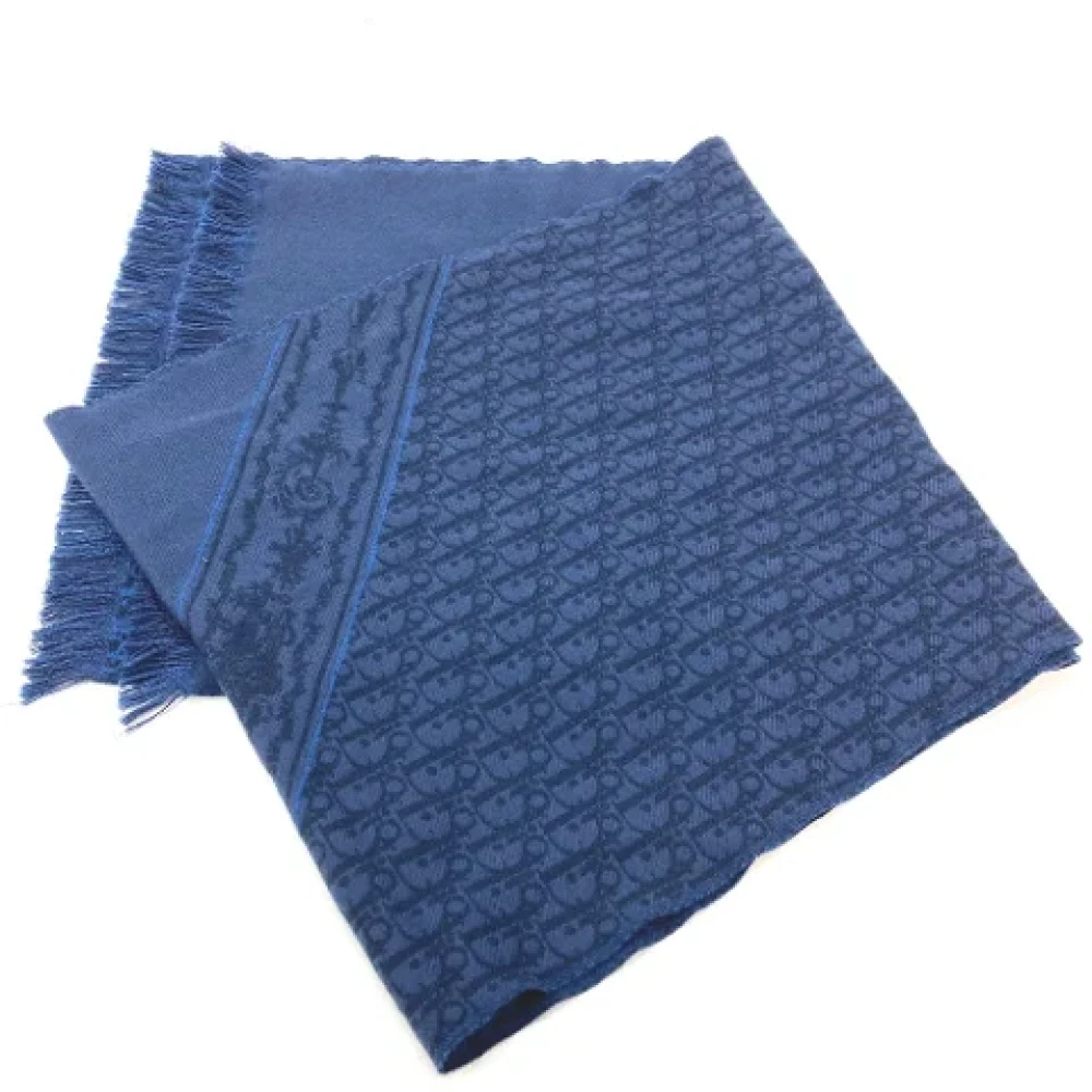 Dior Vintage Pre-owned Wool scarves Blue Dames