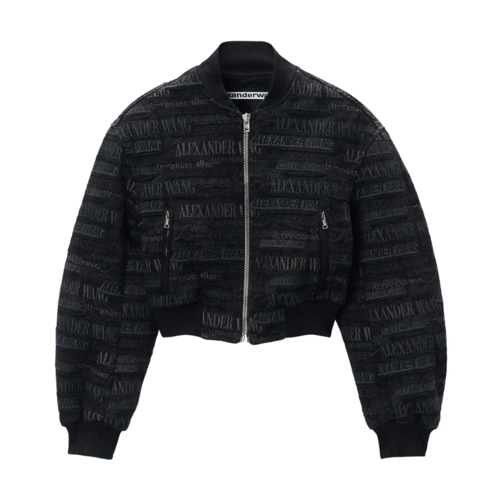 Alexander wang Bomberjack met Logo Borduursel Black Dames