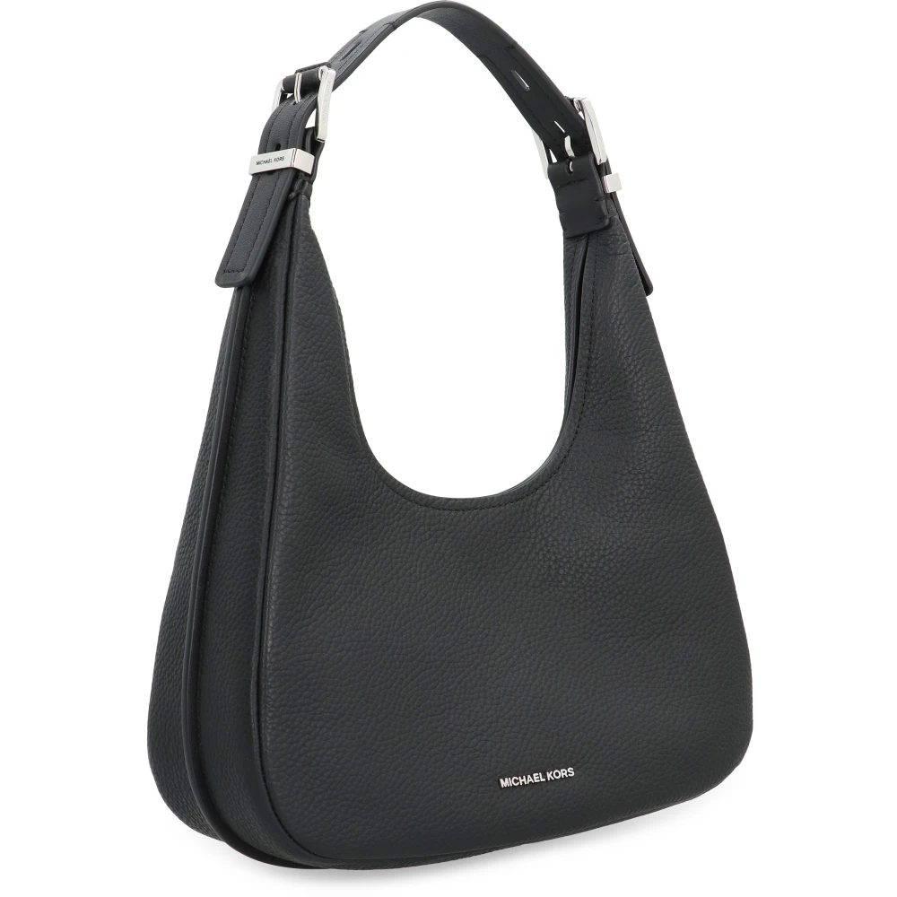 Michael Kors Korrelig Leren Hobo Tas Black Dames