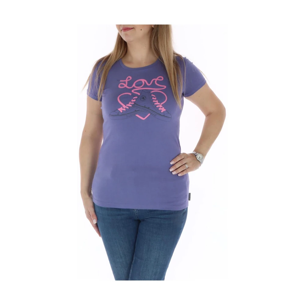 Converse Liefde Hart Crew Neck Tee Purple Dames