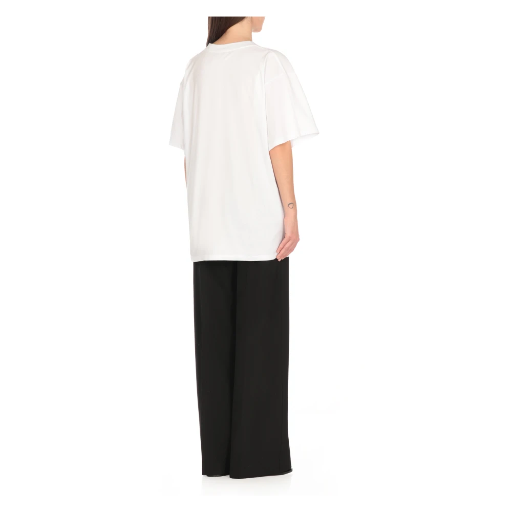 MM6 Maison Margiela Wit Katoenen T-shirt met Iconisch Logo White Dames