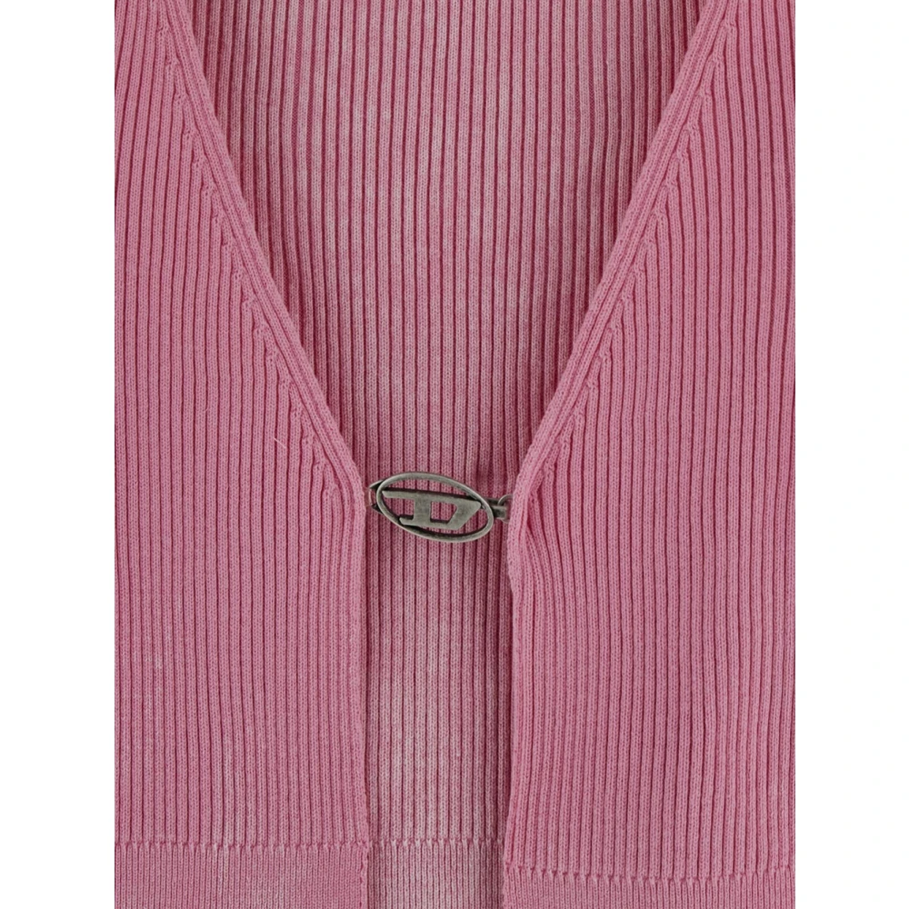 Diesel Katoenen Logo Cardigan Pink Dames