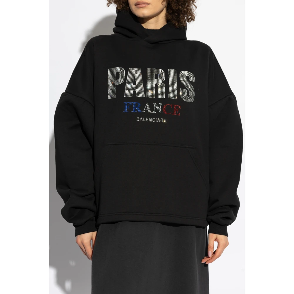 Balenciaga Hoodie met Logo Black Dames