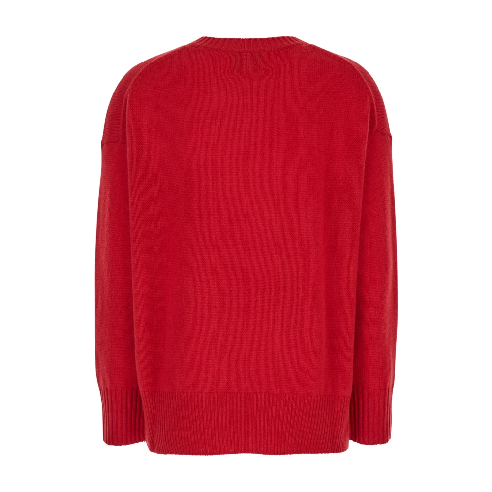 Plain Units Rode Cashmere Crewneck Sweater Red Dames