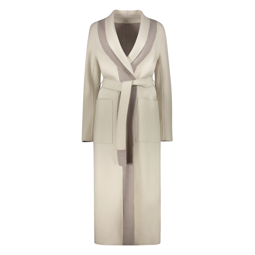 Lorena Antoniazzi Gemengde wollen jas met contrasterende inzetstukken Beige Dames