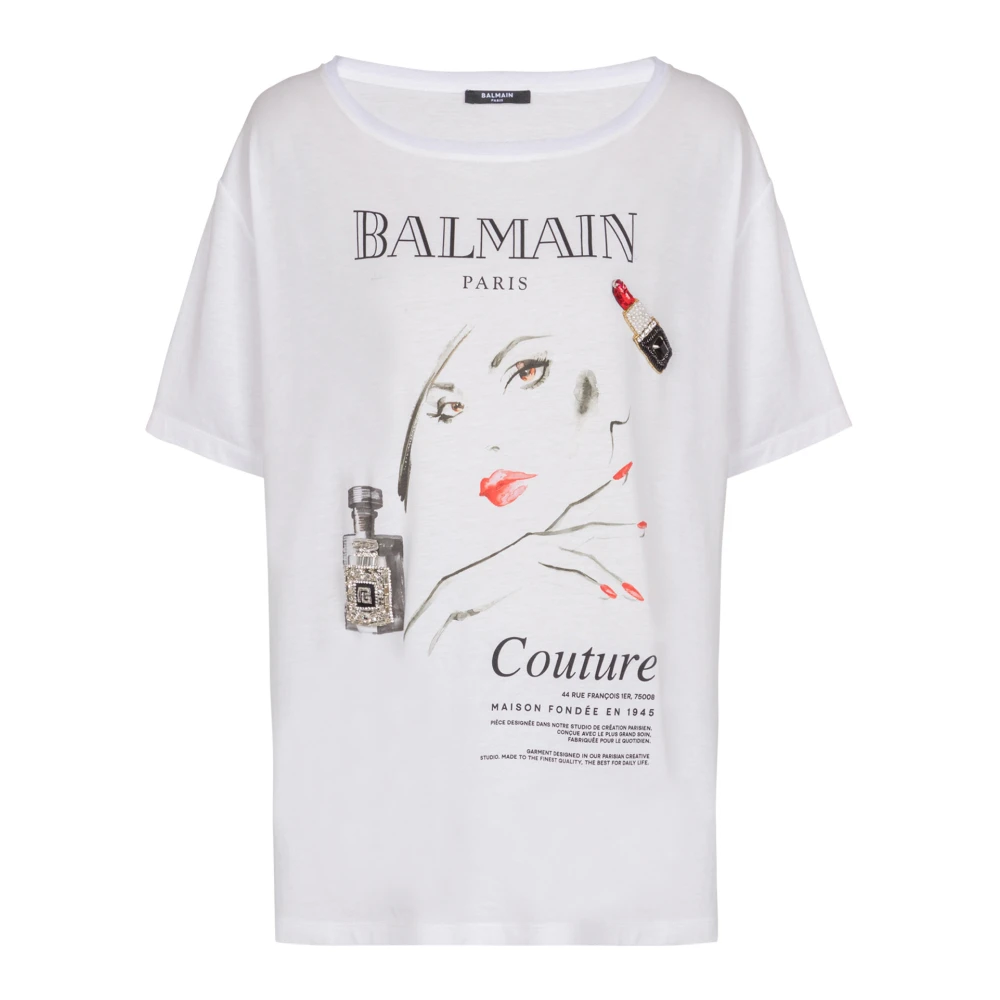 Balmain Gedrukt Beauty T-shirt met patches White Dames