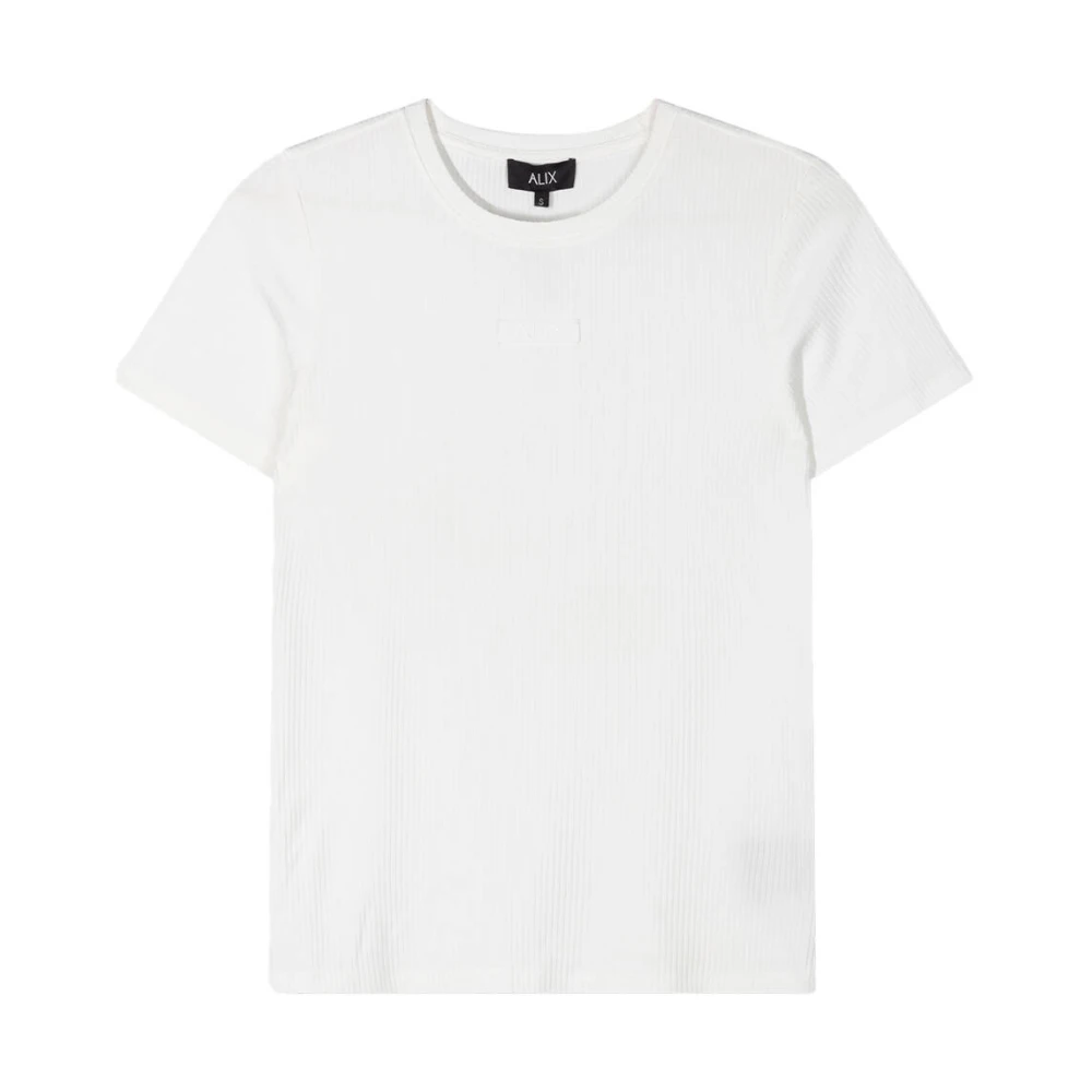 ALIX THE LABEL Dames Tops & T-shirts Ladies Knitted Fitted Rib T-shirt Wit