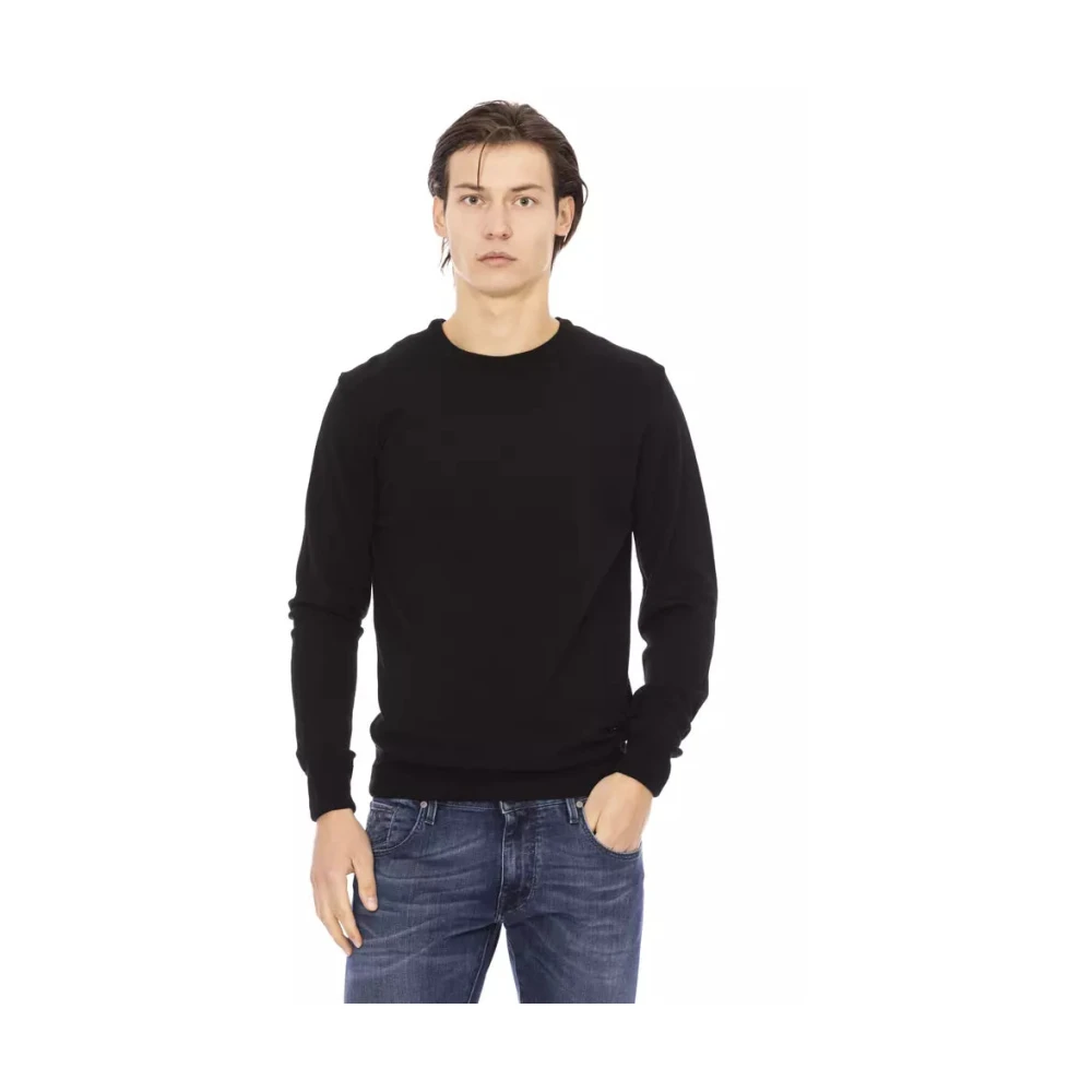 Baldinini Trendig Svart Tyg Turtleneck Tröja Black, Herr